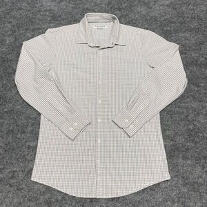 Mizzen+Main Shirt Mens Medium White Navy Grid Trim Fit Leeward Performance